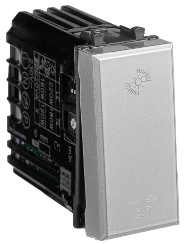 Светорегулятор кнопочный модульный DKC Avanti 1-кл. 1 мод. 5–220Вт закаленная сталь картинка